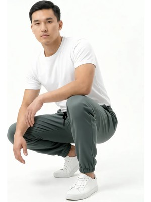 Mode Xl Büyük Beden Erkek Keten Jogger Bahar 21911B Antrasit