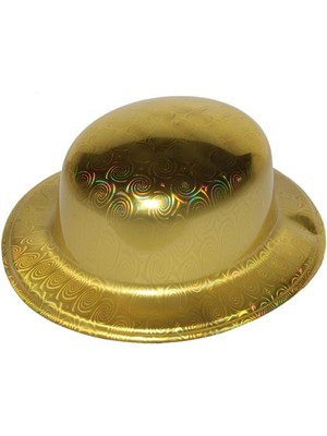 NW NessiWorld Altın Renk Hologramlı Plastik Yuvarlak Melon 27X24 cm