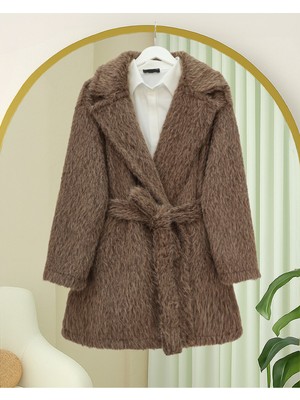 Modamorfo Beli Kuşaklı Cepli Sakallı Kap -Vizon