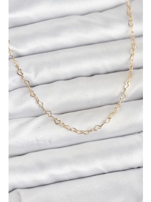cm 14K Gold Renk Kalp Zincirli Kadın Kolye