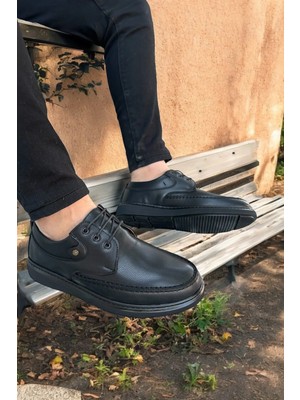 Romex Siyah Deri Erkek Ayakkabı,şık Tasarım, Bağcıklı, Rahat Taban, Rahat Iç Astar 40,41,42,43,44,45,46,47
