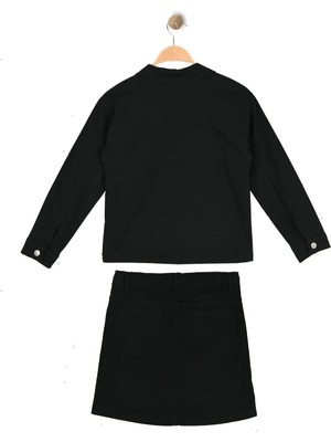 Alg Kız Çocuk Taş ve Nakış Detaylı Gabardin 3'lü Takım