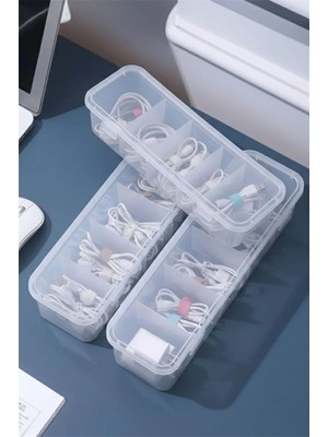 Bayev Vully 3 Adet 5 Bölmeli Kapaklı Çekmece Düzenleyici Organizer - Ofis Kırtasiye Kablo Saklama Kutusu