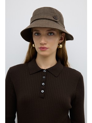 ROMAN Tek Bant ve Düğmeli Şapka Kahve K2685106_005