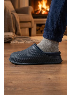 Gezer Erkek Kışlık Eva İçi Peluşlu Sessiz Taban Ev Bahçe Terlik