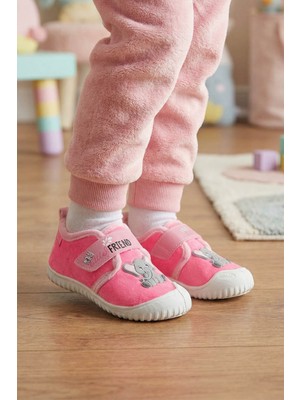 Gezer Kız Çocuk Kışlık Tek Cırt Cırtlı Ayarlanabilir Rahat Taban Ev, Bahçe, Okul, Kreş Panduf Ayakkabı