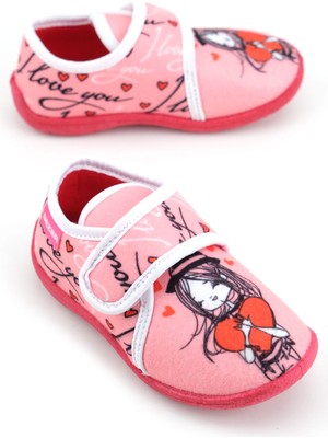 Gezer Kışlık Kız Çocuk Cırt Cırtlı Ayarlanabilir Rahat Taban Panduf Ev Kreş Ayakkabı