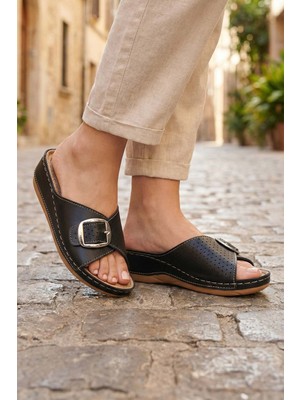 Gezer Kadın Yazlık Masaj Taban Tek Toka Ayarlanabilir Yüksek Topuk Günlük Terlik