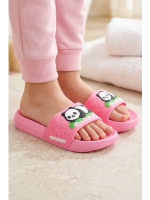 Gezer Panda Yazlık Kız Çocuk PU Islak Zemine Uygun Rahat Taban Ev Bahçe Banyo Havuz Terlik