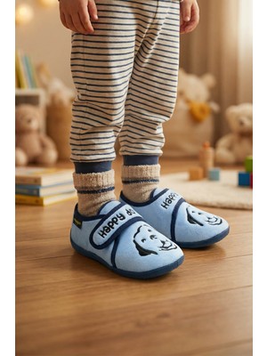 Gezer Erkek Çocuk Kışlık Tek Cırt Cırtlı Ayarlanabilir Rahat Taban Ev, Bahçe, Okul, Kreş Panduf Ayakkabı