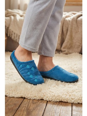 Gezer Kadın Kışlık PU Rahat Taban Nakışlı Tasarım Ev Bahçe Terlik