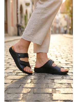 Gezer Naturela Kadın Yazlık Suni Deri İki Cırt Cırtlı Kemer Ayarlanabilir Comfort Taban Günlük Terli