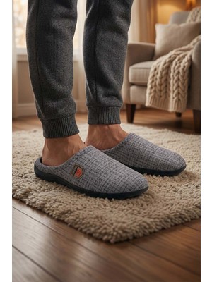 Gezer Erkek Kışlık PU Rahat Taban Ev Bahçe Gondol Terlik