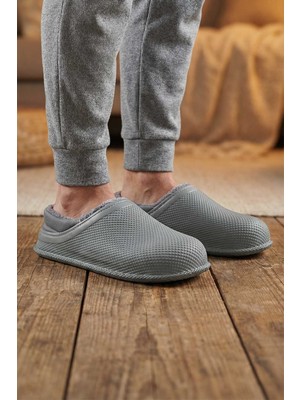 Gezer Erkek Kışlık Eva İçi Peluşlu Sessiz Taban Ev Bahçe Terlik