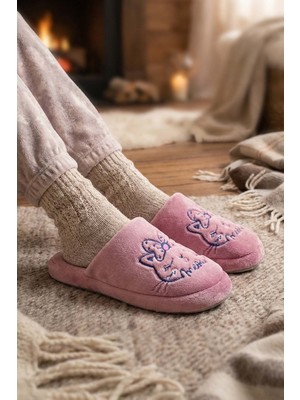 Gezer Kışlık Nakışlı Tasarım Fashion Ev Bahçe Kadın Terlik