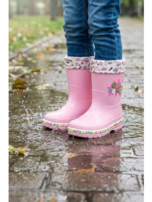 Gezer Kışlık Kız Çocuk Su Geçirmez İçi Sıcak Astarlı Yağmur Çizme