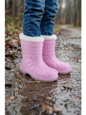 Gezer Kız Çocuk Kışlık Boğazdan Peluşlu İçi Sıcak Astarlı Su Geçirmez Yağmur Kar Bot Çizme