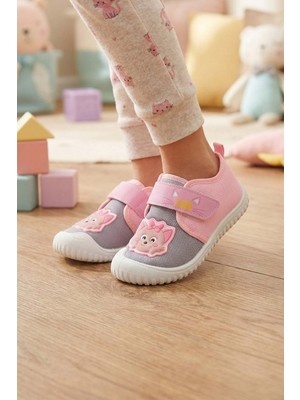 Gezer Yazlık Kız Çocuk Rahat Taban Cırt Cırtlı Ayarlanabilir Keten Günlük Ayakkabı