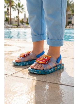 Gezer Yazlık Bebe Erkek Lastikli Islak Zemine Uygun Günlük Havuz Plaj Terlik-Sandalet