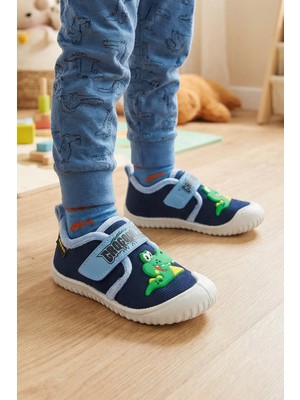 Gezer Erkek Çocuk Kışlık Tek Cırt Cırtlı Ayarlanabilir Rahat Taban Ev, Bahçe, Okul, Kreş Panduf Ayakkabı
