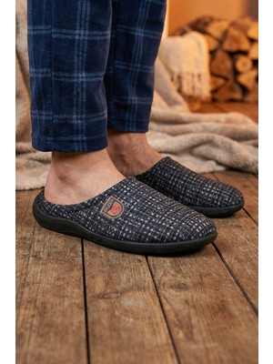 Gezer Erkek Kışlık PU Rahat Taban Ev Bahçe Gondol Terlik