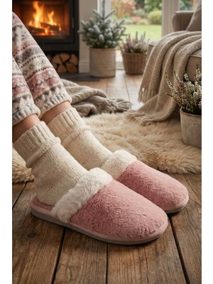 Gezer Kadın Kışlık Rahat Taban Ev Bahçe Peluşlu Terlik
