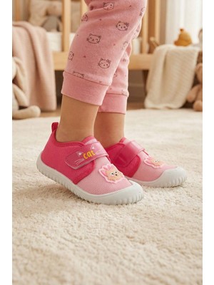 Gezer Yazlık Kız Çocuk Rahat Taban Cırt Cırtlı Ayarlanabilir Keten Günlük Ayakkabı