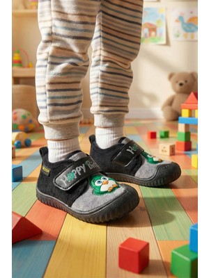Gezer Kışlık Cırtlı Ayarlanabilir Rahat Taban Happy Birds Bebe Erkek Panduf Ayakkabı