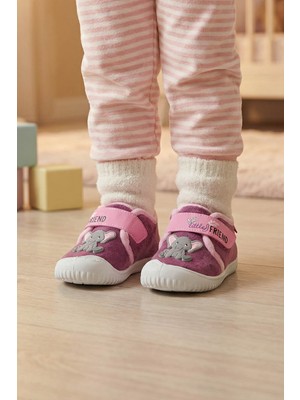 Gezer Kız Çocuk Kışlık Tek Cırt Cırtlı Ayarlanabilir Rahat Taban Ev, Bahçe, Okul, Kreş Panduf Ayakkabı