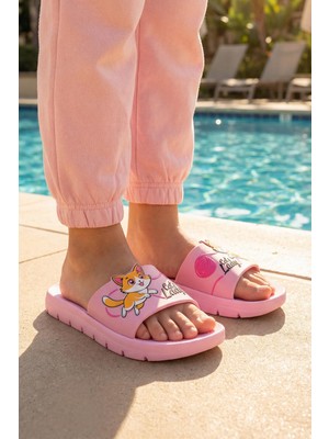 Gezer Kız Çocuk Yazlık Cat Lady PU Rahat Taban Ev Banyo Havuz Plaj Terlik