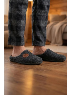 Gezer Erkek Kışlık Keçe Çıkarılabilir İç Taban Rahat Ev Bahçe Gondol Terlik