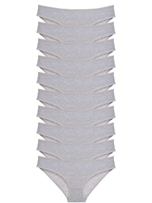 10 Adet Süper Eko Set Likralı Kadın Slip Külot Gri Nemere