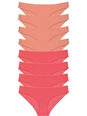 8 Adet Eko Set Likralı Kadın Slip Külot Pudra Fuşya Nemere