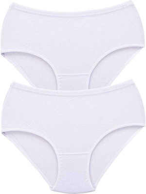 2 Adet Tutku Kadın Yüksek Bel Bato Kalın Lastik Külot Beyaz Nemere