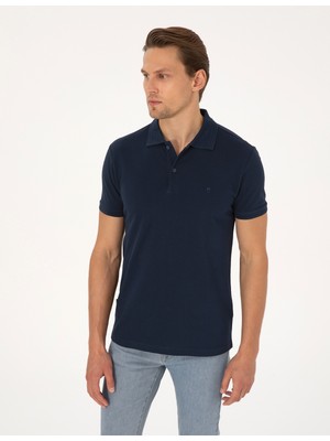 Pierre Cardin Erkek Lacivert Slim Fit Basic Tişört 50325323-VR033