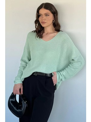 Gülseli V Yaka Salaş Triko Bluz (S,m,l,xl Uyumludur) P-00018225