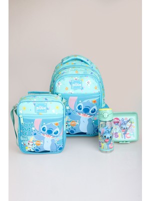 Stitch "dekomus Cep Defteri Hediyeli" Lisanslı Stıtch "galaxy Pop Koleksiyonu" Okul Çantası,termoslu Beslenme ÇANTASI,500 ml Matara ve Beslenme Kabı Seti