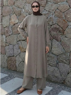 Miostil Hakim Yaka Uzun Pantolonlu Takım-Vizon