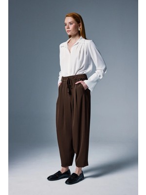 Sateen Talia Pantolon - Kahve