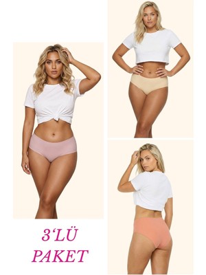 New Lilla 308 Yüksek Bel Kadın Dikişsiz Lazer Bato 3'lü Külot Paketi