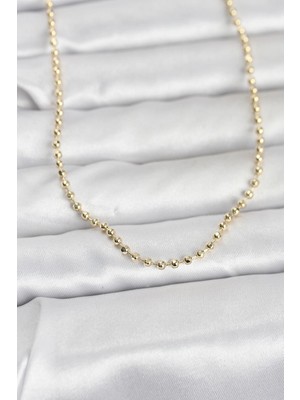 cm 14K Gold Renk Top Zincirli Model 60 cm Kadın Kolye