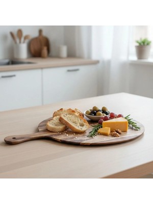 Külsan 35135.WA - Ahşap Efektli Yuvarlak Sunum Pano 35 Cm, Thermoset Melamin