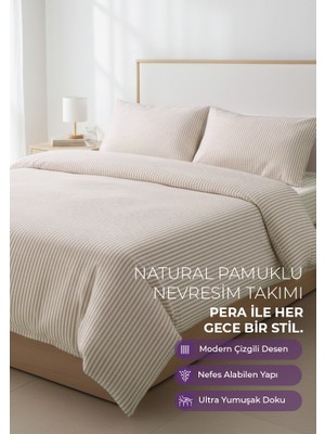 Days In Colours: %100 Pamuk Çizgili Nevresim Takımı Çift Kişilik / Pera Serisi