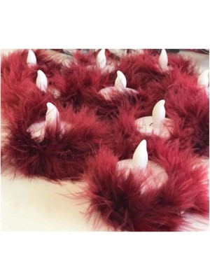 Evsay Kına Gecesi Kedi Tüylü Ledli El Mumu 5 Adet