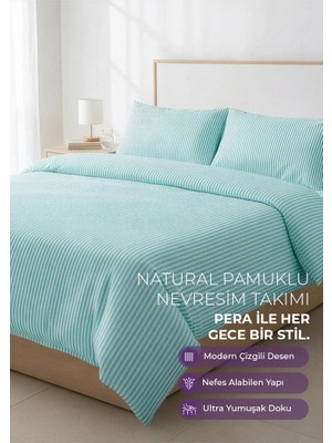 Days In Colours: %100 Pamuk Çizgili Nevresim Takımı Çift Kişilik / Pera Serisi