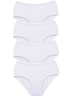 4 Adet Tutku Kadın Yüksek Bel Bato Kalın Lastik Külot Beyaz Nemere