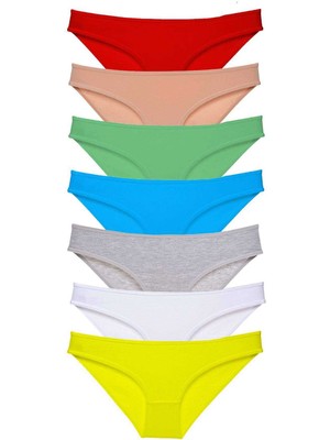 7 Adet Süper Eko Set Likralı Kadın Slip Külot Çok Renkli Nemere