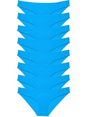 8 Adet Süper Eko Set Likralı Kadın Slip Külot Mavi Nemere