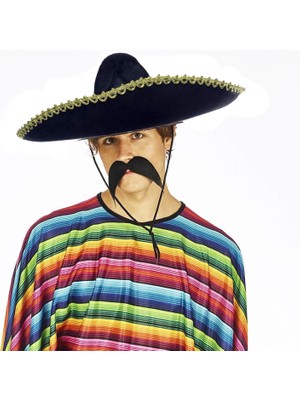 Sombrero Meksika Şapkası Mariachi Altın Şeritli Yetişkin Boy