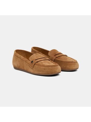Desa Kadın Taba Metal Detaylı Süet Loafer